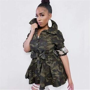 Camouflage Peplum Jacket